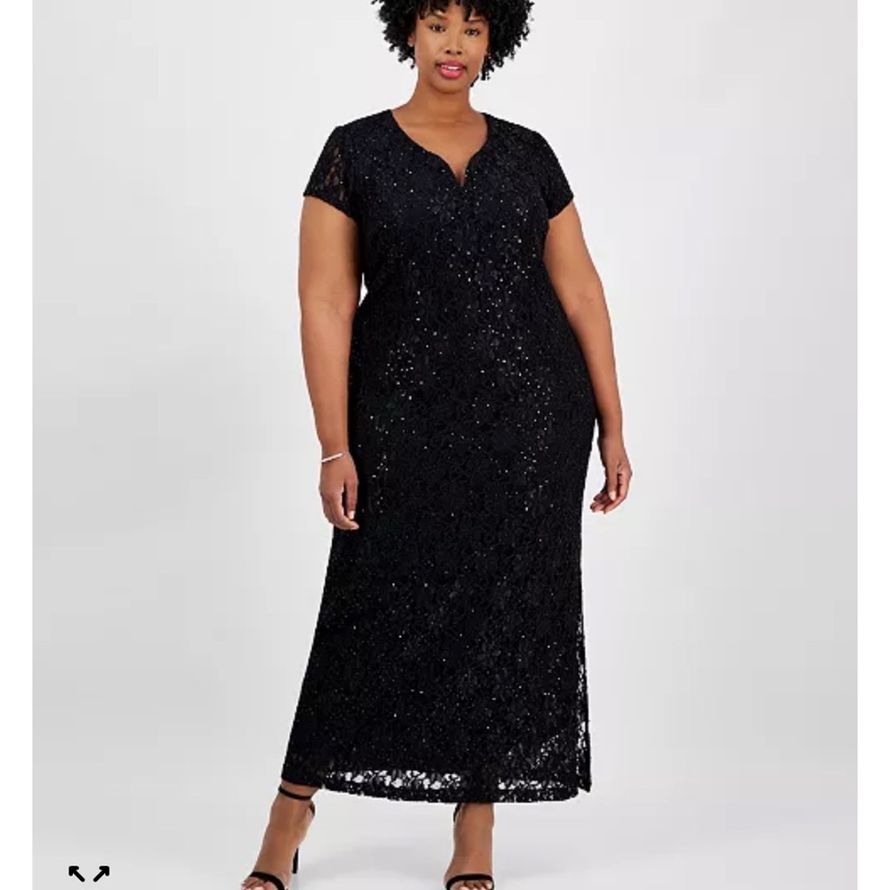 Connected Plus Size Sequinned Lace Gown
